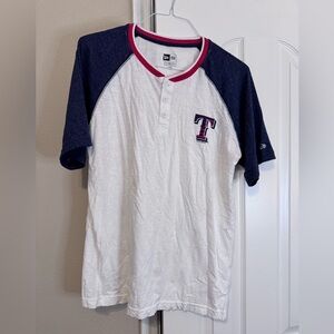 New Era Genuine MLB Texas Rangers Henley Tee with 'T' Logo size Large